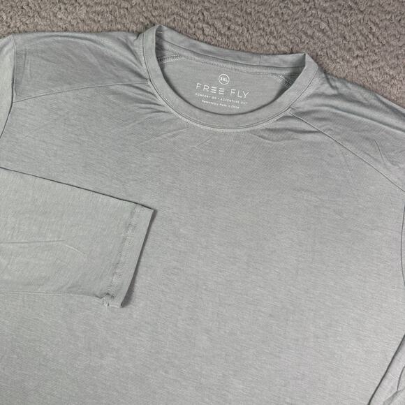Free Fly Shirt Mens 3XL Gray Crew Neck Long Sleeve Bamboo Fishing Knit Outdoor - Picture 1 of 9